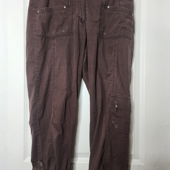 Chico's brown utility cargo pants size 0.5 elasticized waist band casual y2k - Picture 4 of 10